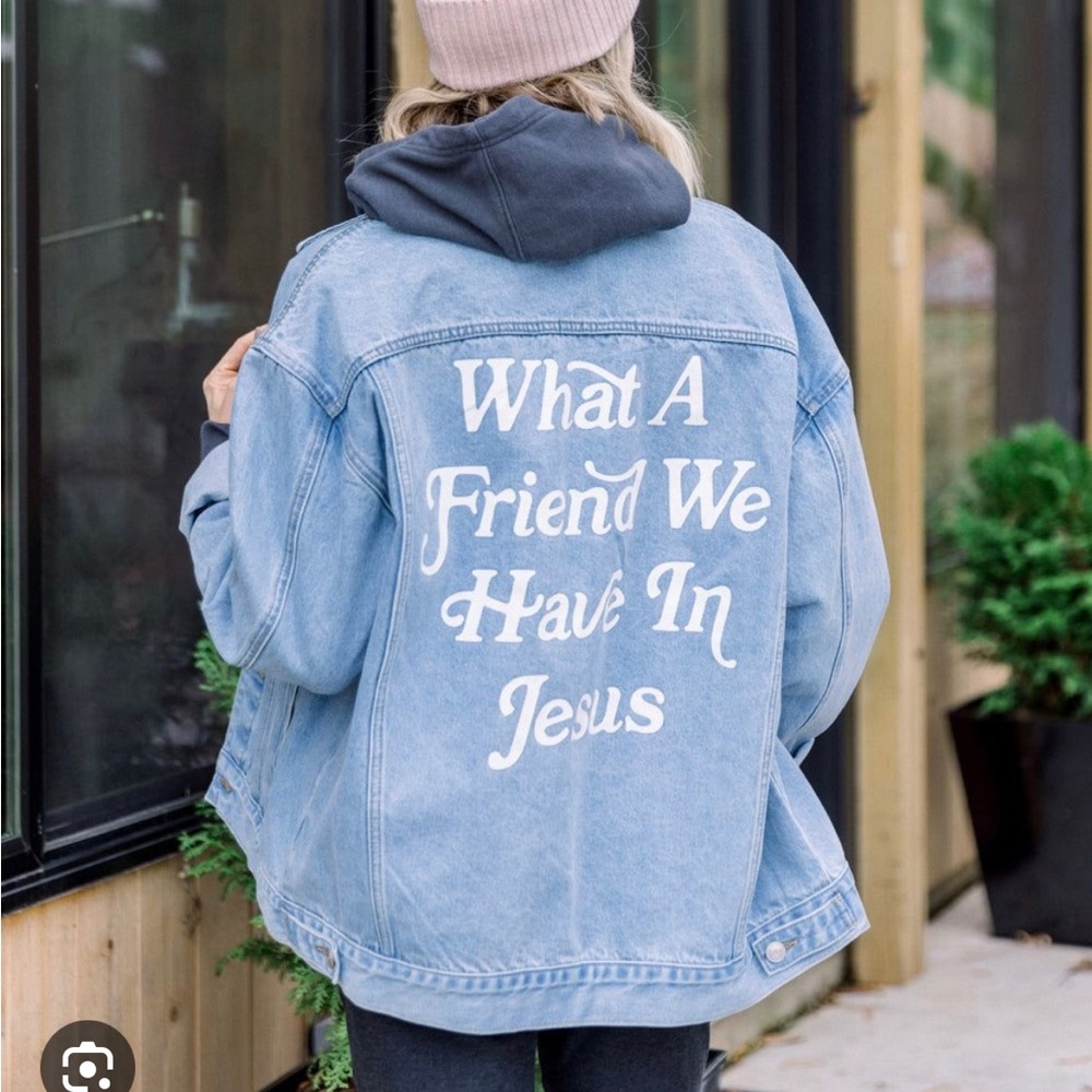What a Friend we have in Jesus!!!! Cutest oversized Denim Jacket!!!
